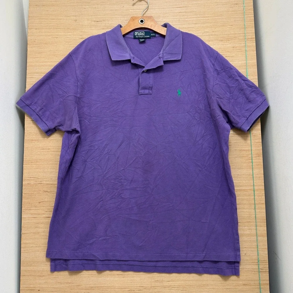 Polo Ralph Lauren Mens XXL Purple Short Sleeve Pique Cotton Pony Logo Polo Shirt